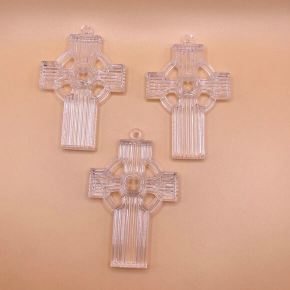 Vintage Waterford Marquis Crystal Cross Christmas Ornaments Set of 3 - Picture 7 of 8